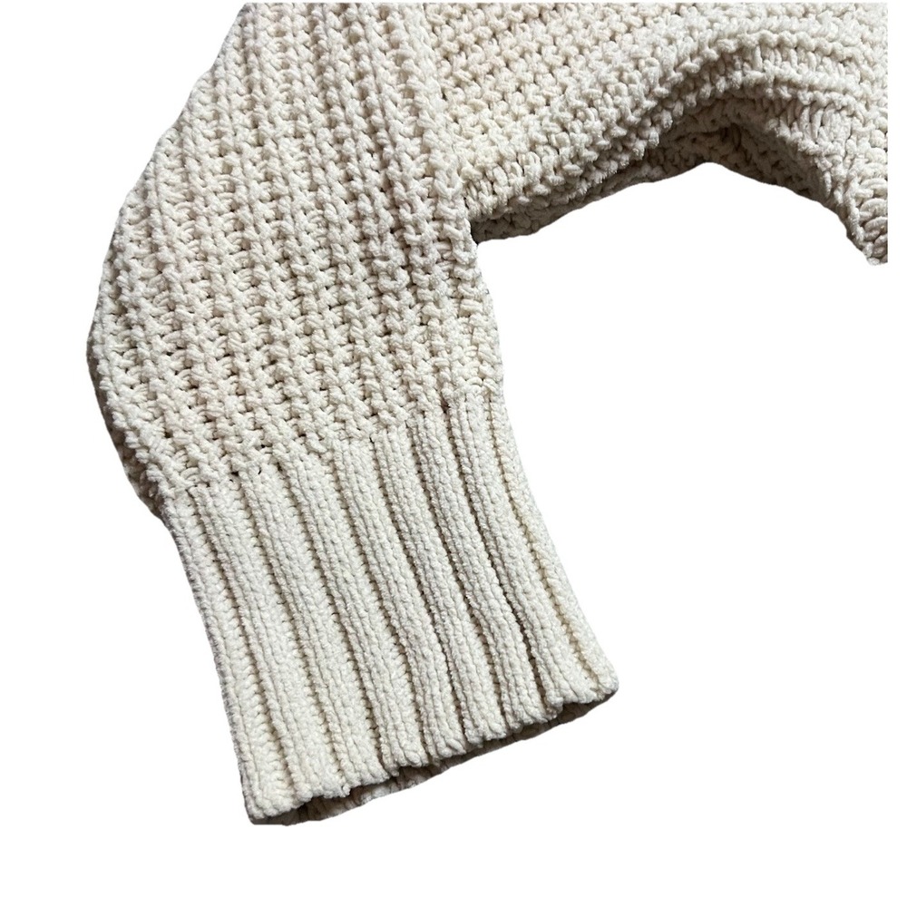 Aerie Chenille Turtleneck Sweater Size M Oversized Chunky Knit Cream Cozy Jumper - Picture 3 of 5